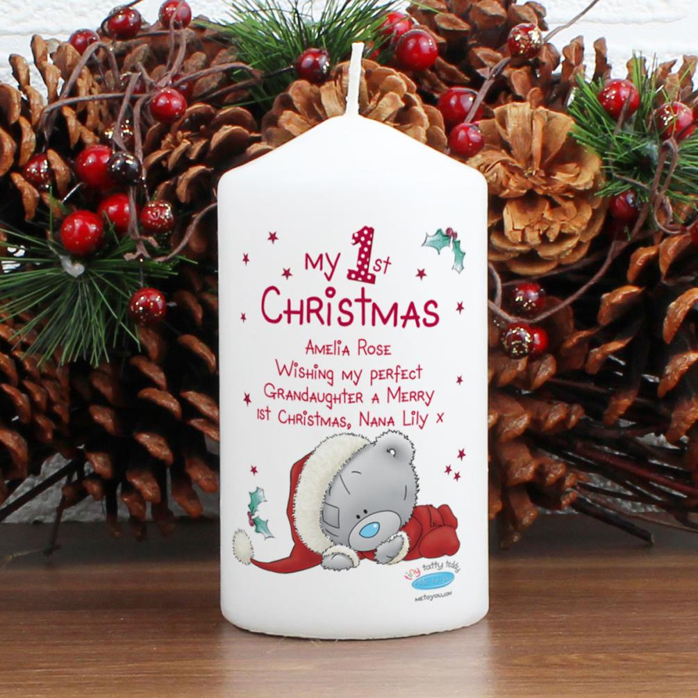 Personalised Me To You My 1st Christmas Pillar Candle Extra Image 2
